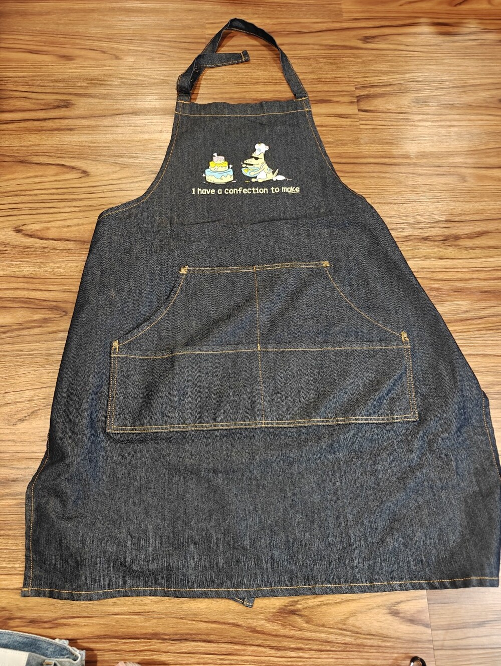 Teddy the Dog "I Have a Confection to Make" Denim Apron – Novelty Chef Kitchen A